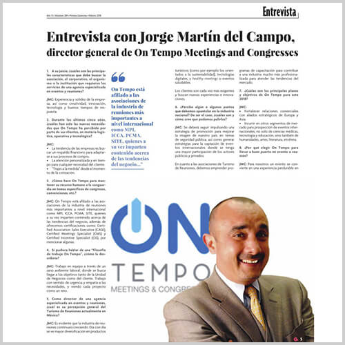 Entrevista con Jorge Martín del Campo, director general de On tempo Meetings and Congresses